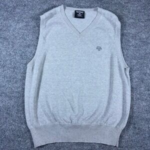 Polo Jeans Co Ralph Lauren Mens V-Neck‎ Sweater Vest Gray Cotton Knit Large L